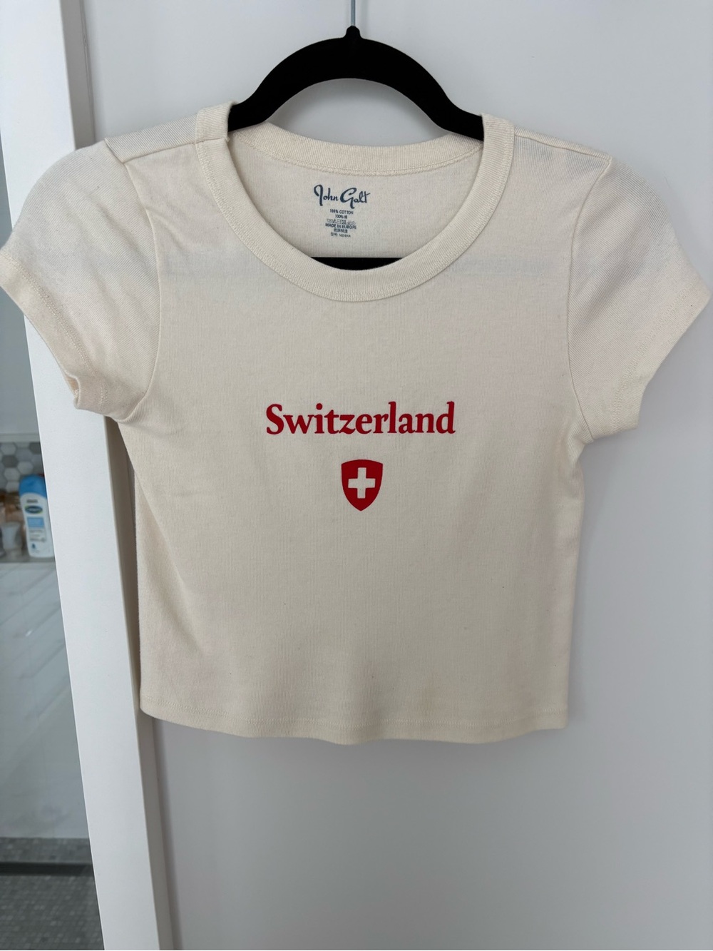 Brandy Melville "Switzerland" Cream Graphic Tee